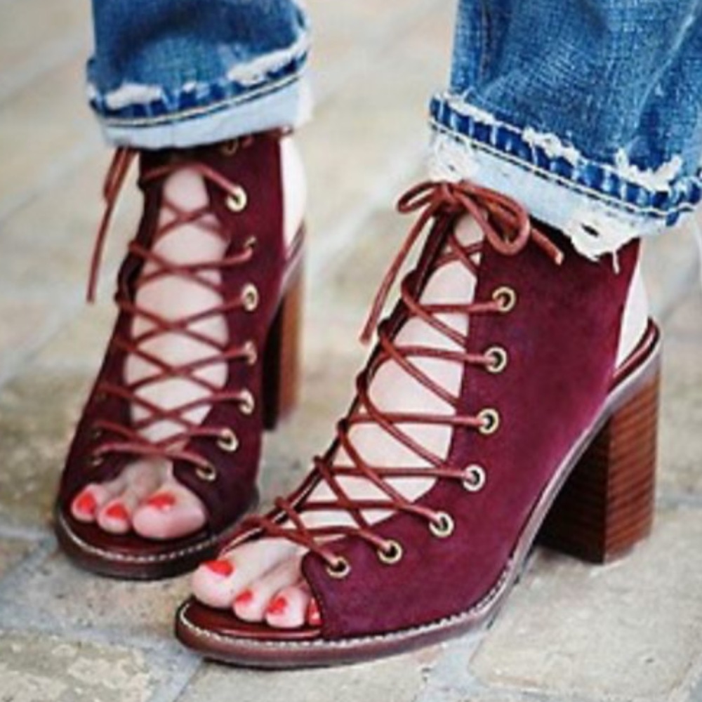 Jeffrey Campbell X Free People suede lace up booties